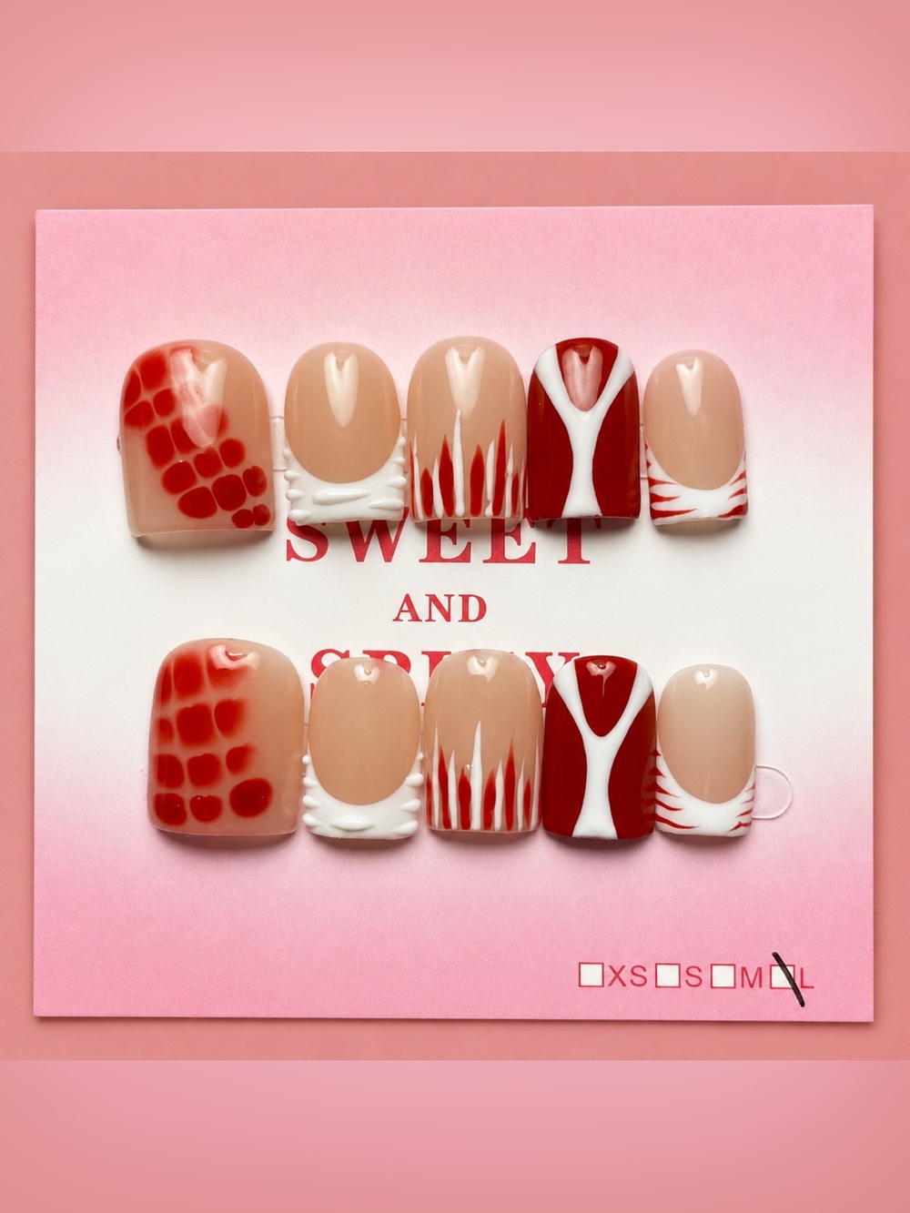 NEW Red Nude White Sweet/Spicy Press-Ons Nails | Baby Ducks |3D Croc Accent | LG